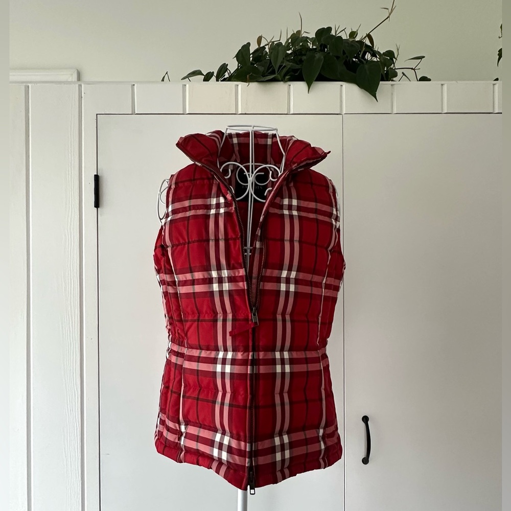Talbots Red Plaid Puffer Vest
